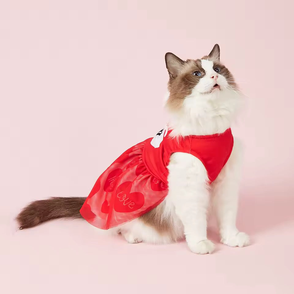 25¢ Kisses Valentine Dog Dress – Red Heart Puppy Outfit - Shopthatapp.ca