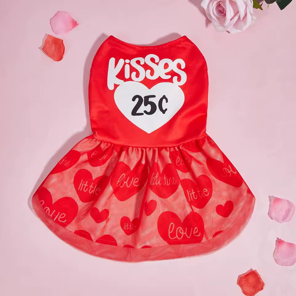 25¢ Kisses Valentine Dog Dress – Red Heart Puppy Outfit - Shopthatapp.ca