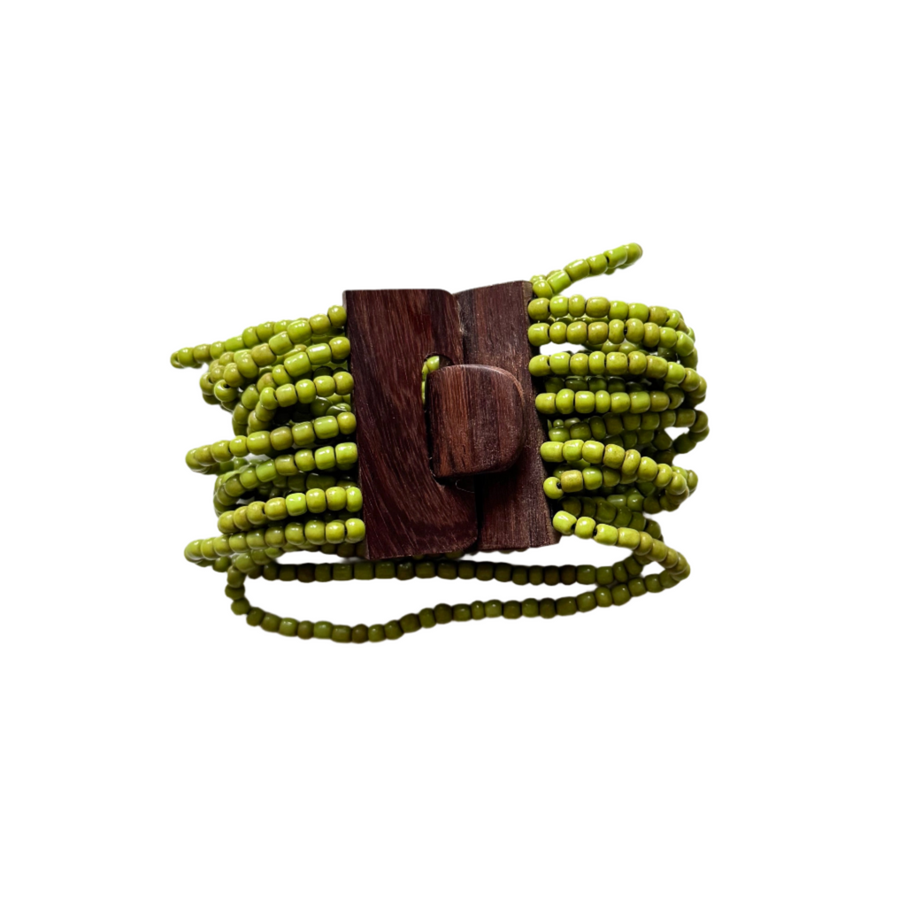 Beaded Bracelet with Wooden Clasp - Shopthatapp.ca