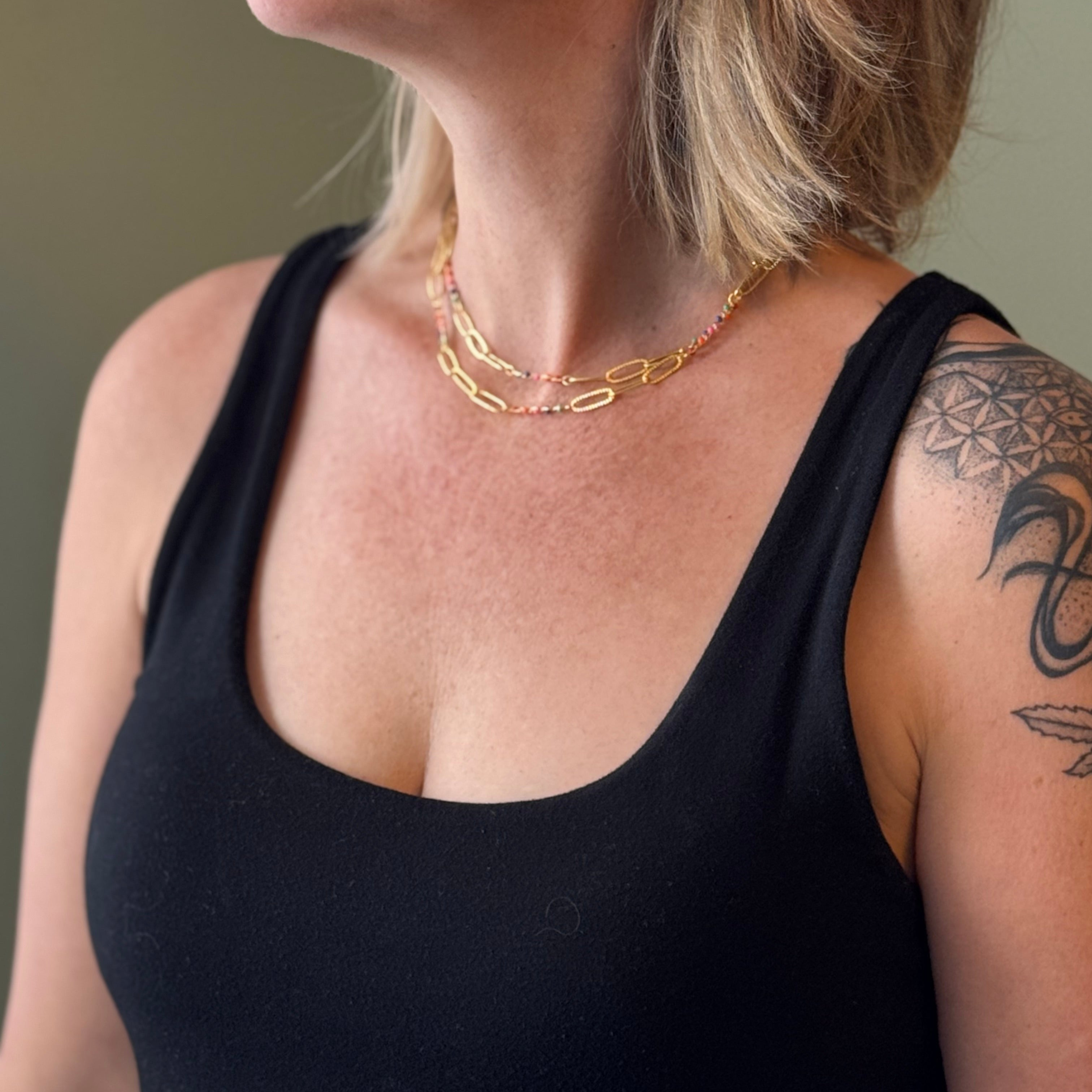 Long Chainlink Enamel Necklace for Elegant Style - Shopthatapp.ca