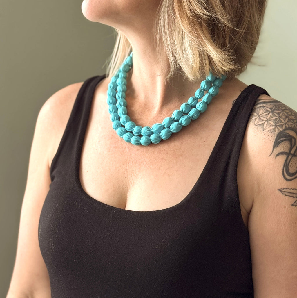 Single Strand Fabric Ball Necklace - Shopthatapp.ca