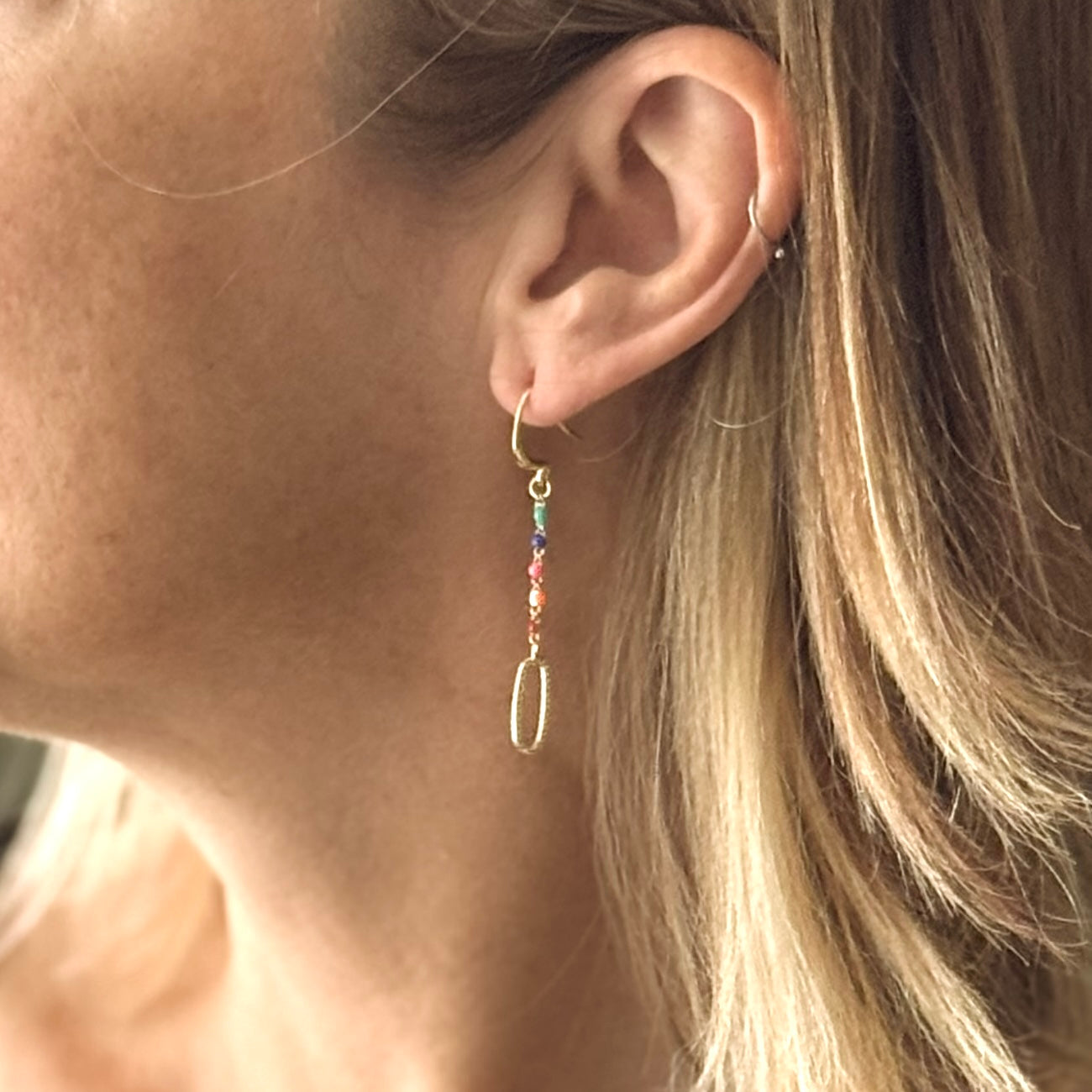 Long Chainlink Earrings with Enamel - Shopthatapp.ca