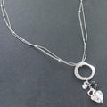 Beaten Ring Necklace With Heart Charms In Silver Plate - Shopthatapp.ca