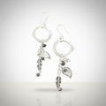 Beaten Silver Leaf Earrings with Charming Leaf Charms - Shopthatapp.ca