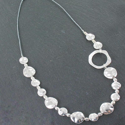 Beaten Disc Necklace Silver Plate - Elegant & Chic Jewelry Piece - Shopthatapp.ca