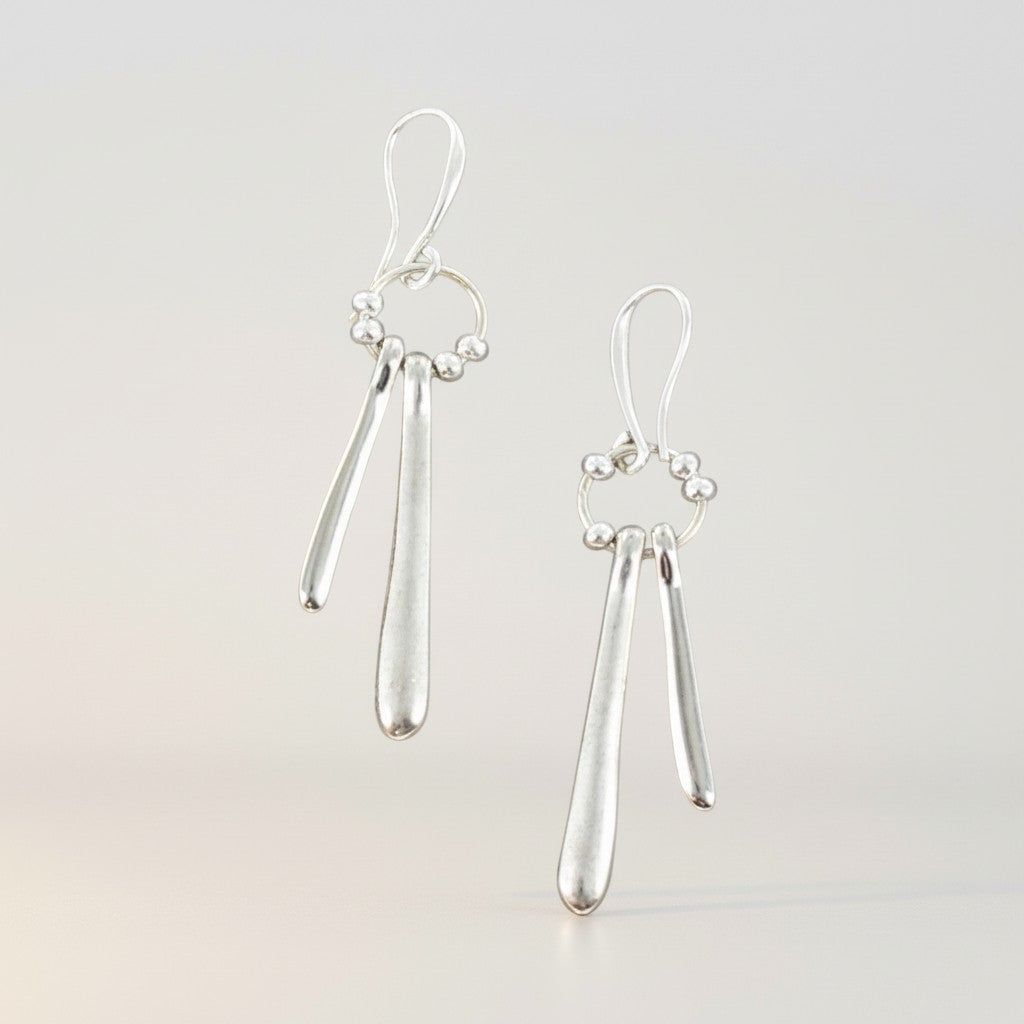 Silver Plate Double Drop Earrings for Elegant Style - Shopthatapp.ca