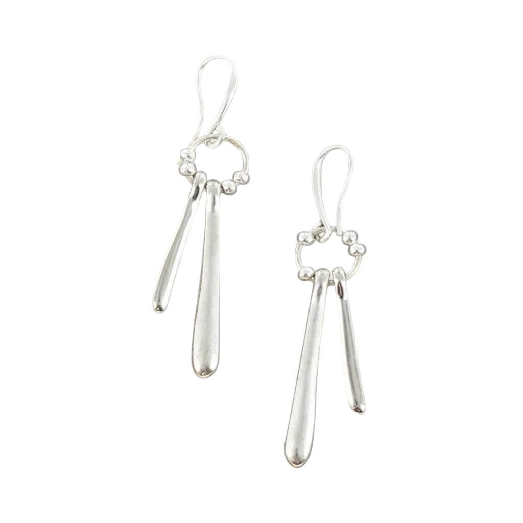 Silver Plate Double Drop Earrings for Elegant Style - Shopthatapp.ca