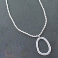 Silver Ball Necklace With Oval  Pendant In Silver Plate - Shopthatapp.ca