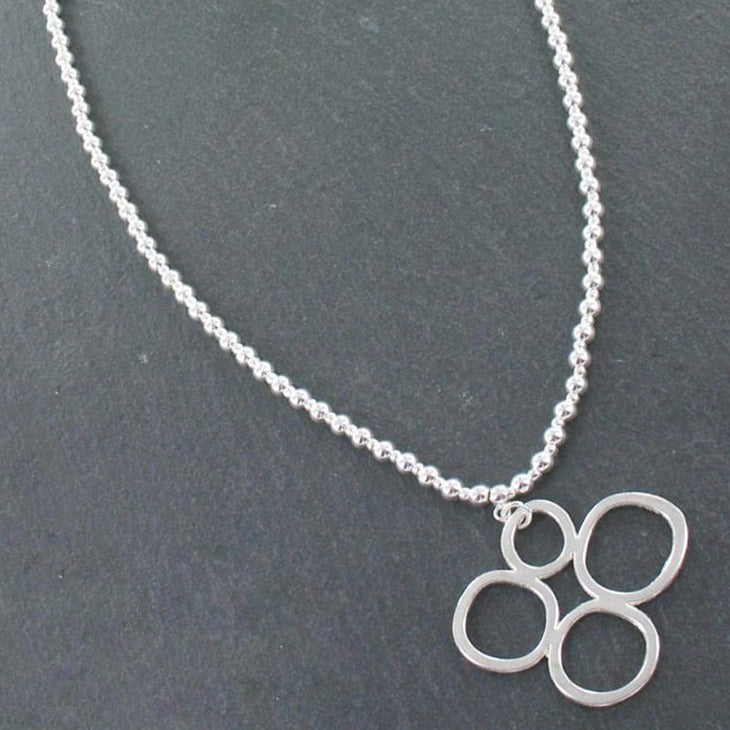 Silver Bubble Pendant Necklace with Silver Ball Chain - Shopthatapp.ca