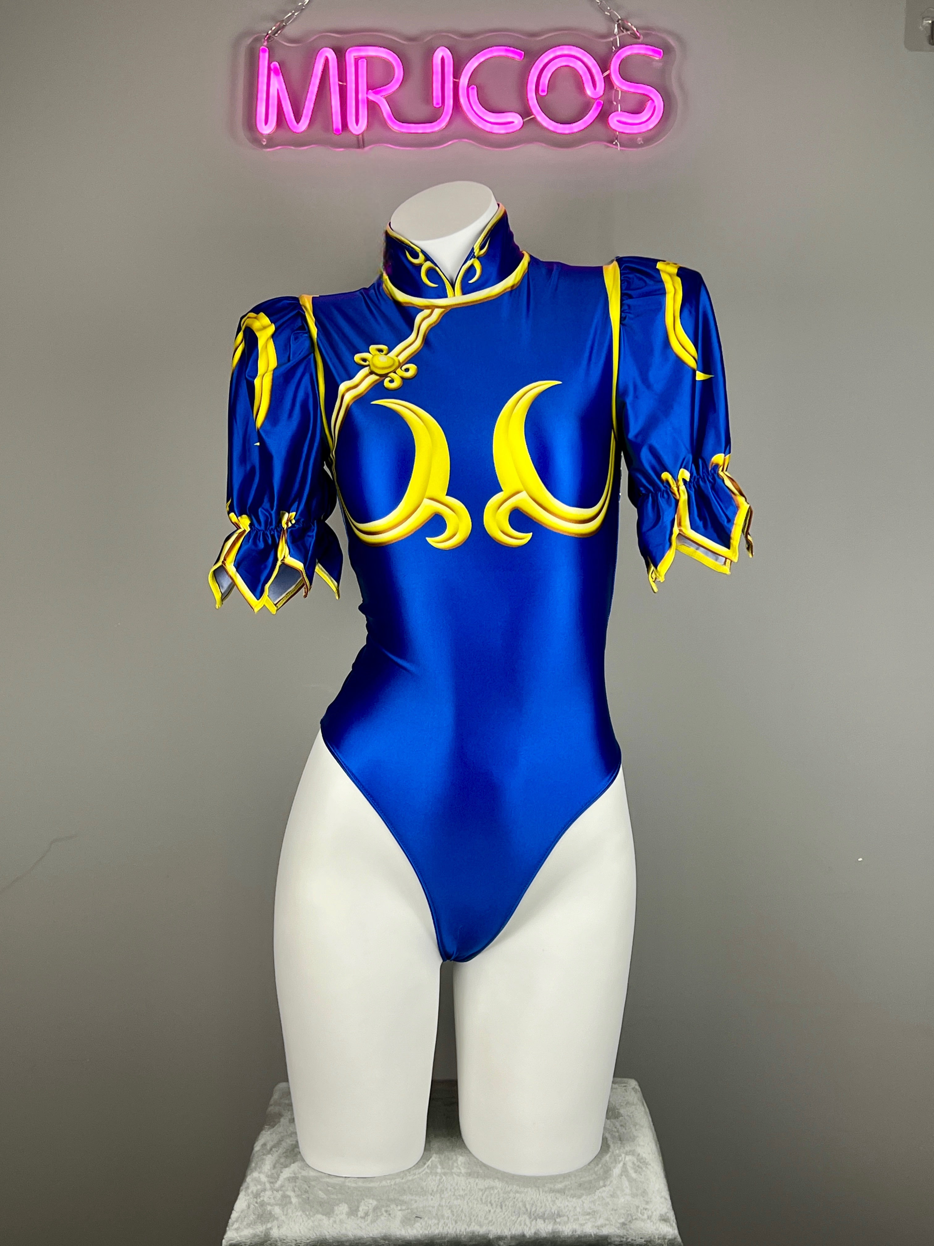 Super Hero Chun Li Spandex Cosplay Open Crotch Halloween Costume Bodysuit Sexy Lingerie - Shopthatapp.ca