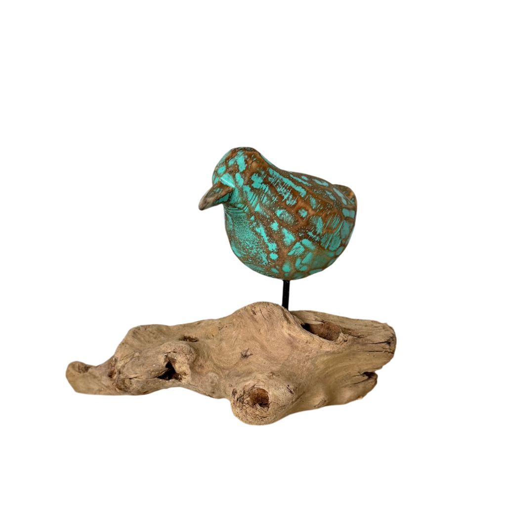 Driftwood Bird Decor - Turquoise - Shopthatapp.ca