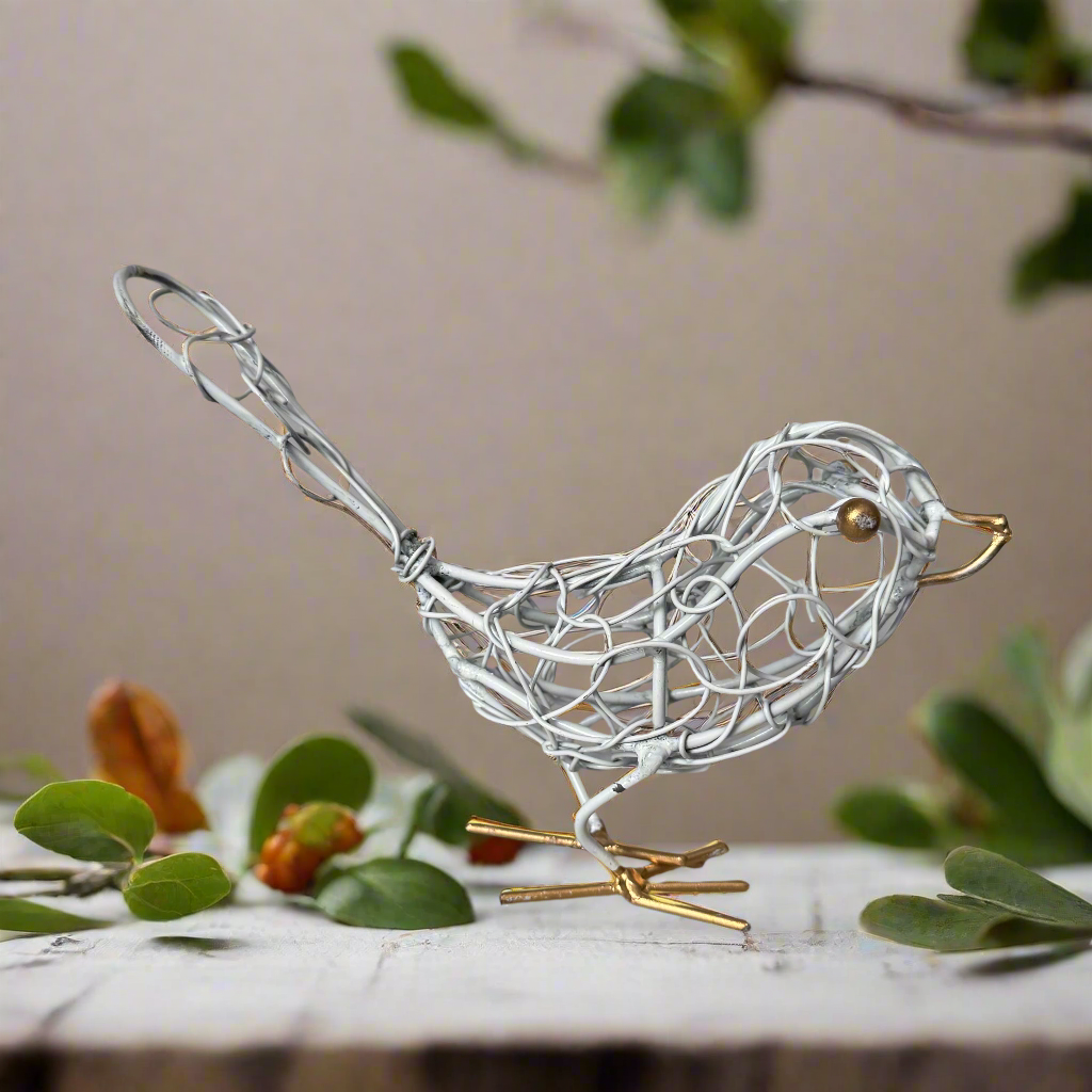Wire Bird White Decorative Accent for Your Home - Shopthatapp.ca