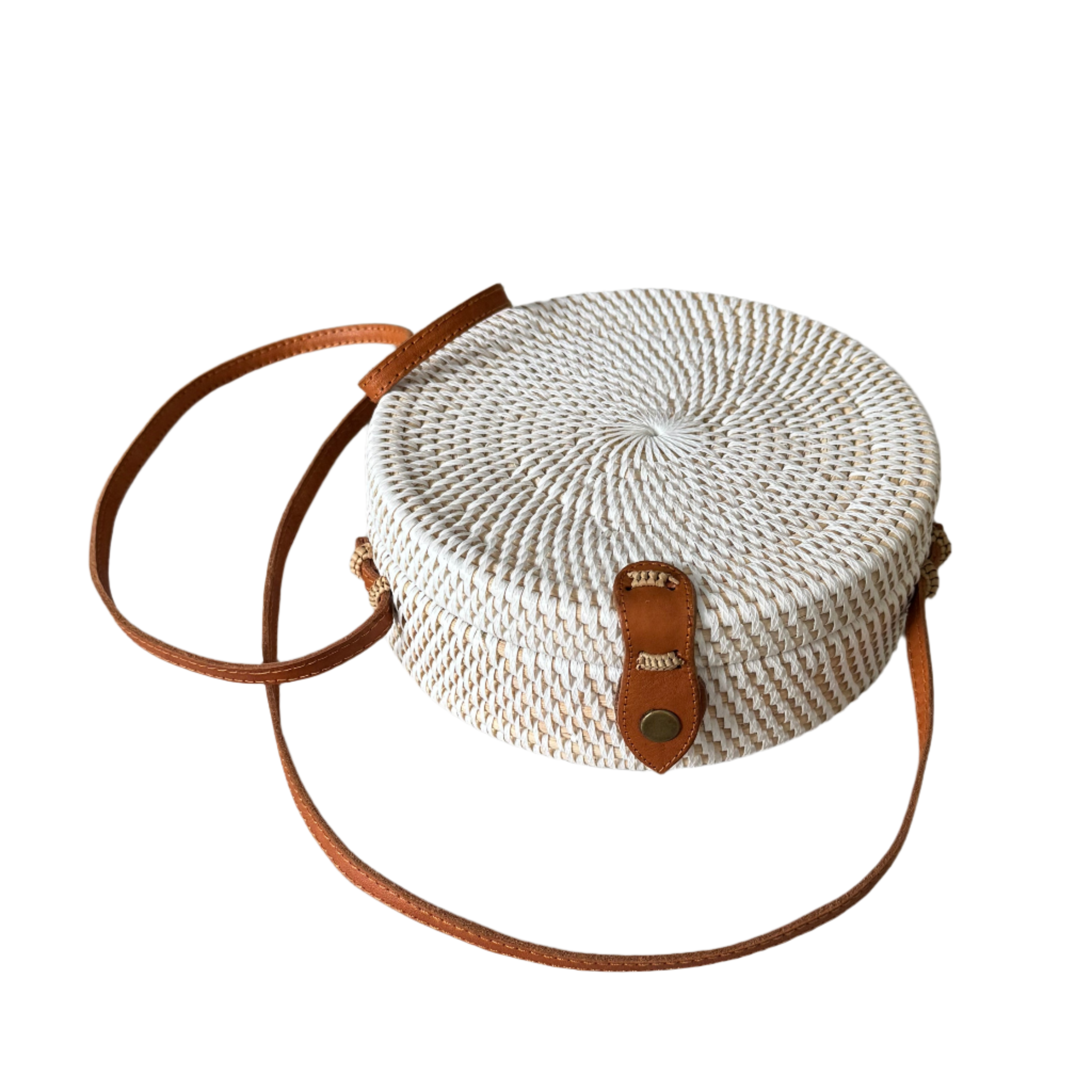 Round Rattan Purse White - Chic & Stylish Accessory - Shopthatapp.ca