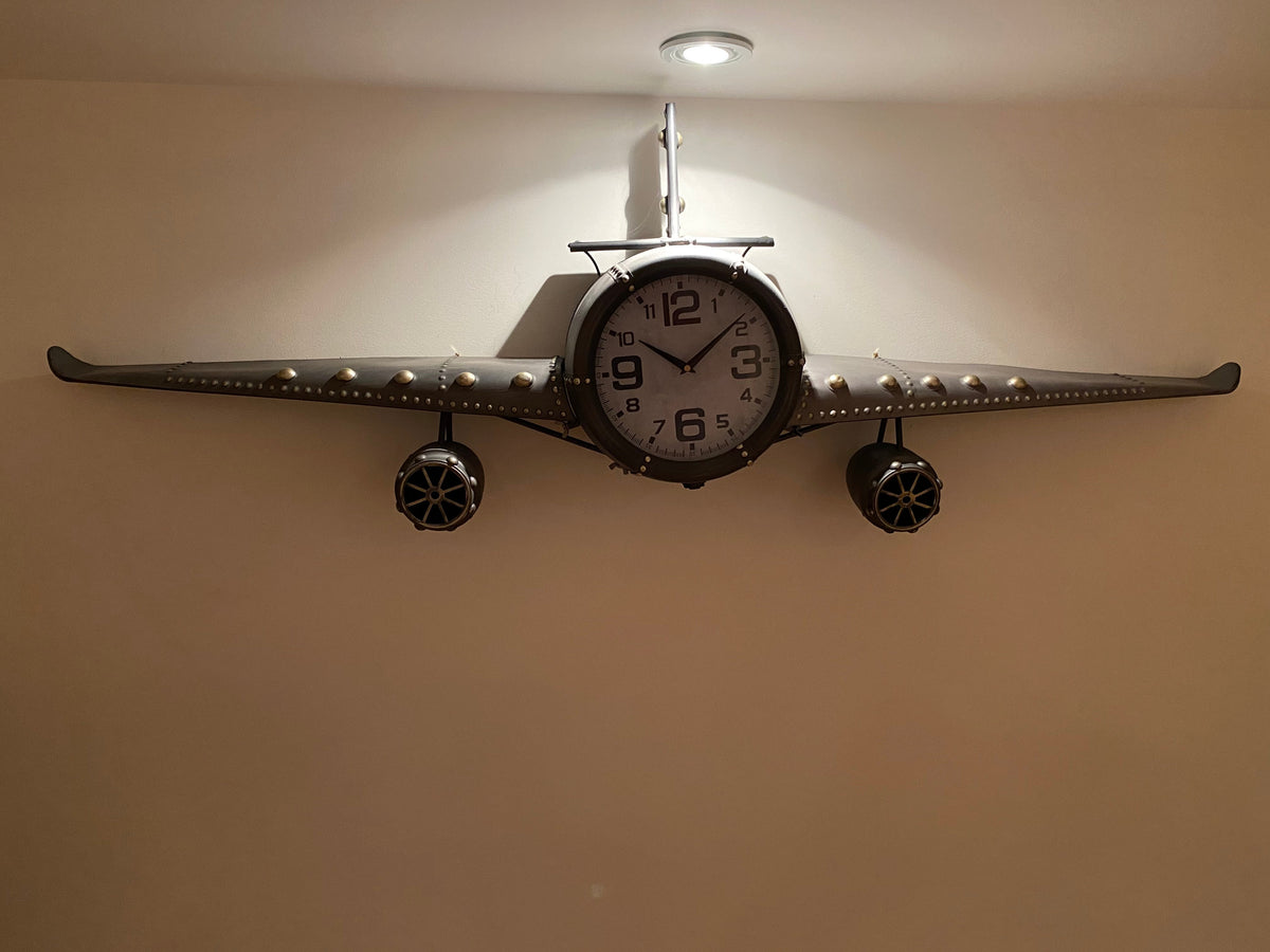 Wall clock - Metal Medium  Vintage Fighter Jet Wall Clock