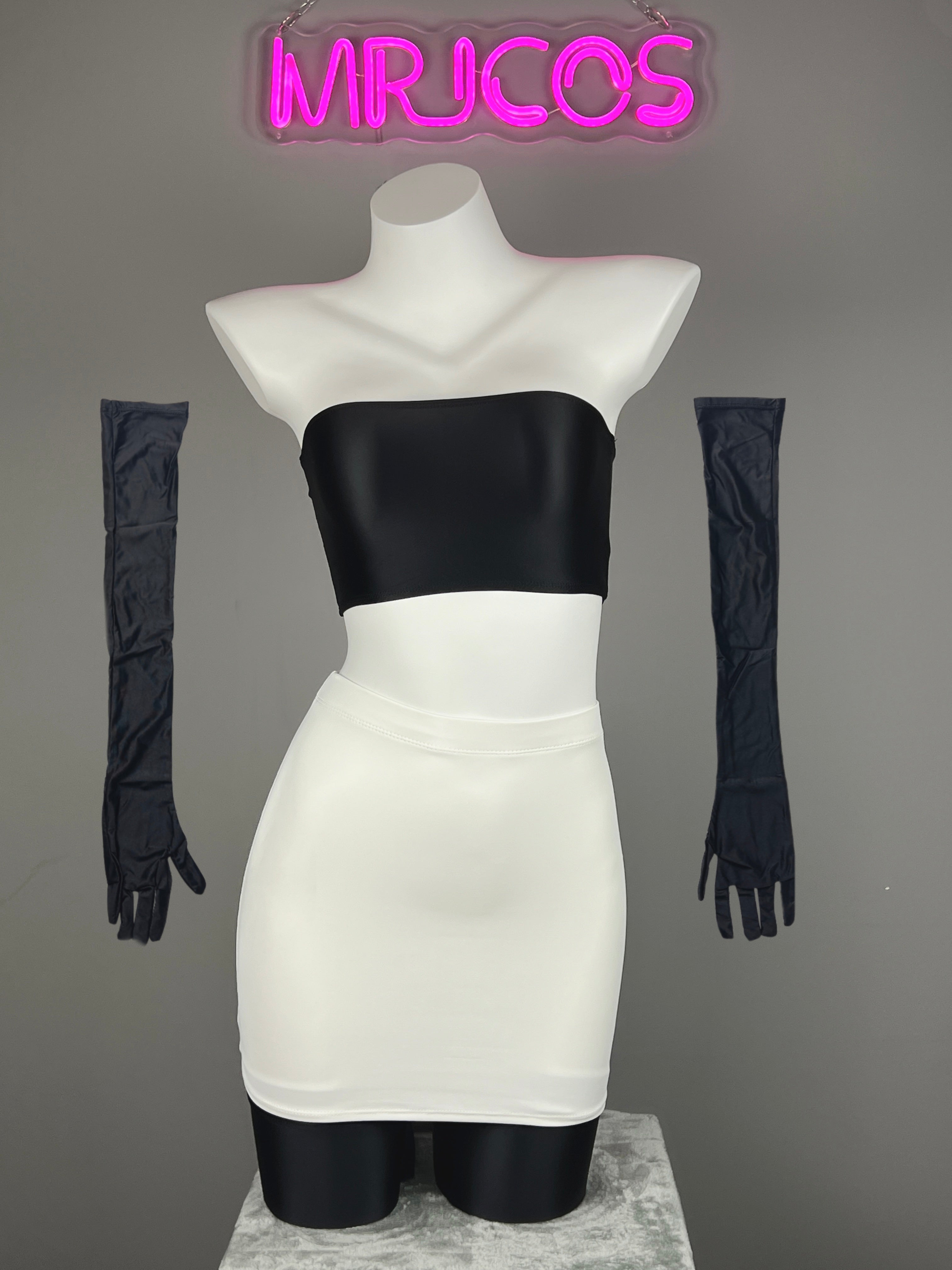 Anime Team Rocket Spandex Leather Cosplay Costume Set with Gloves and Skirt - Shopthatapp.ca