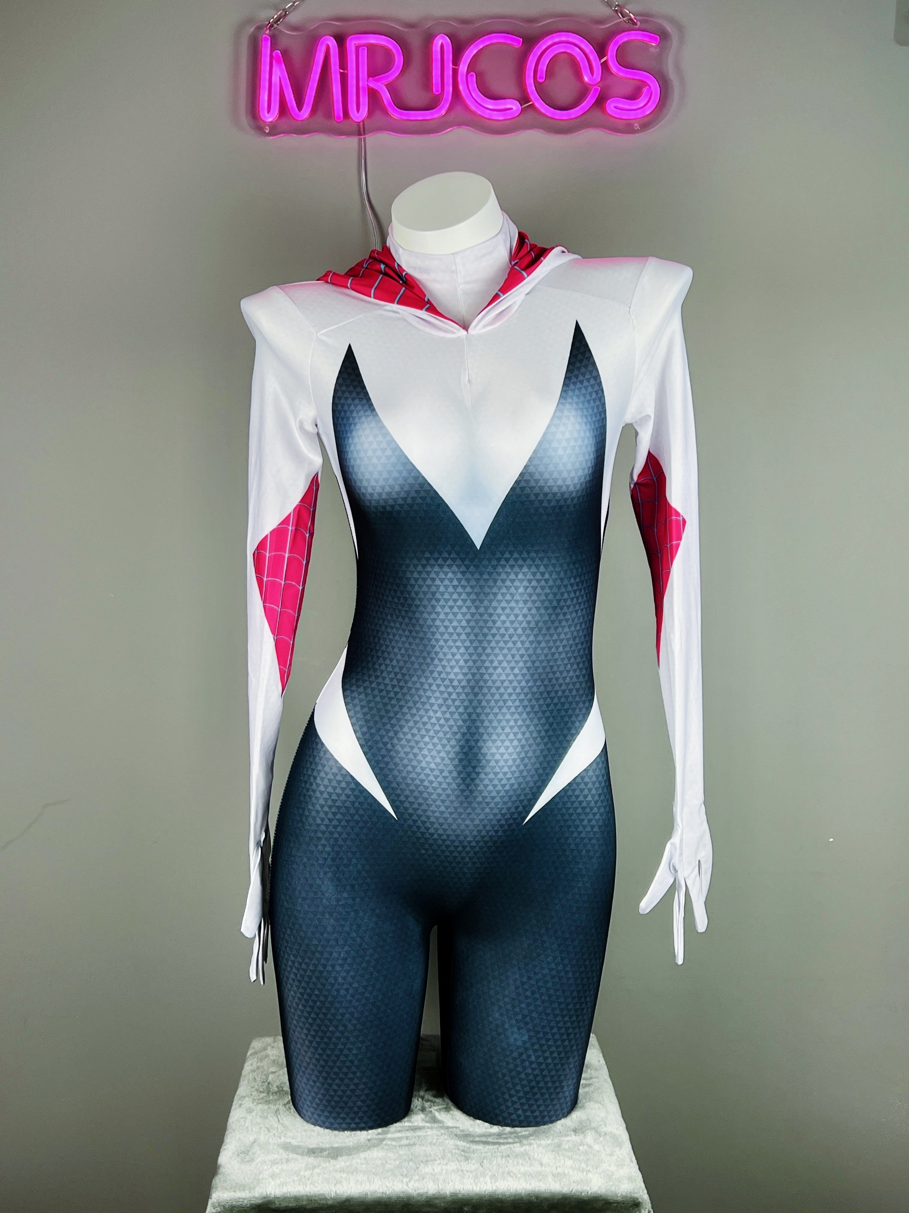 Super Hero Spider Gwen Cosplay Full Bodysuit Halloween Costume Zentai - Shopthatapp.ca