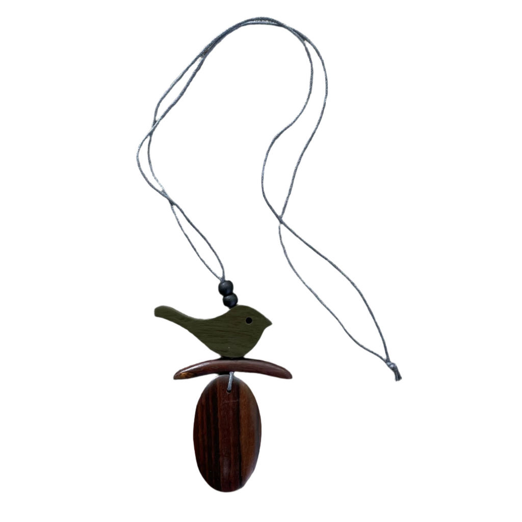 Wooden Bird Necklace on a Branch Pendant - Shopthatapp.ca