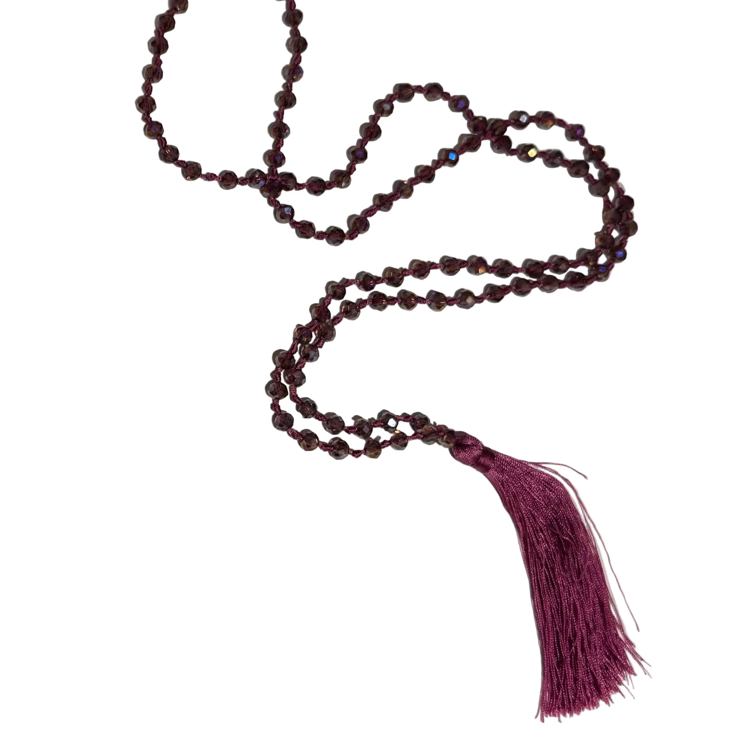 Crystal Bead Necklace with Elegant Tassel Design - Shopthatapp.ca