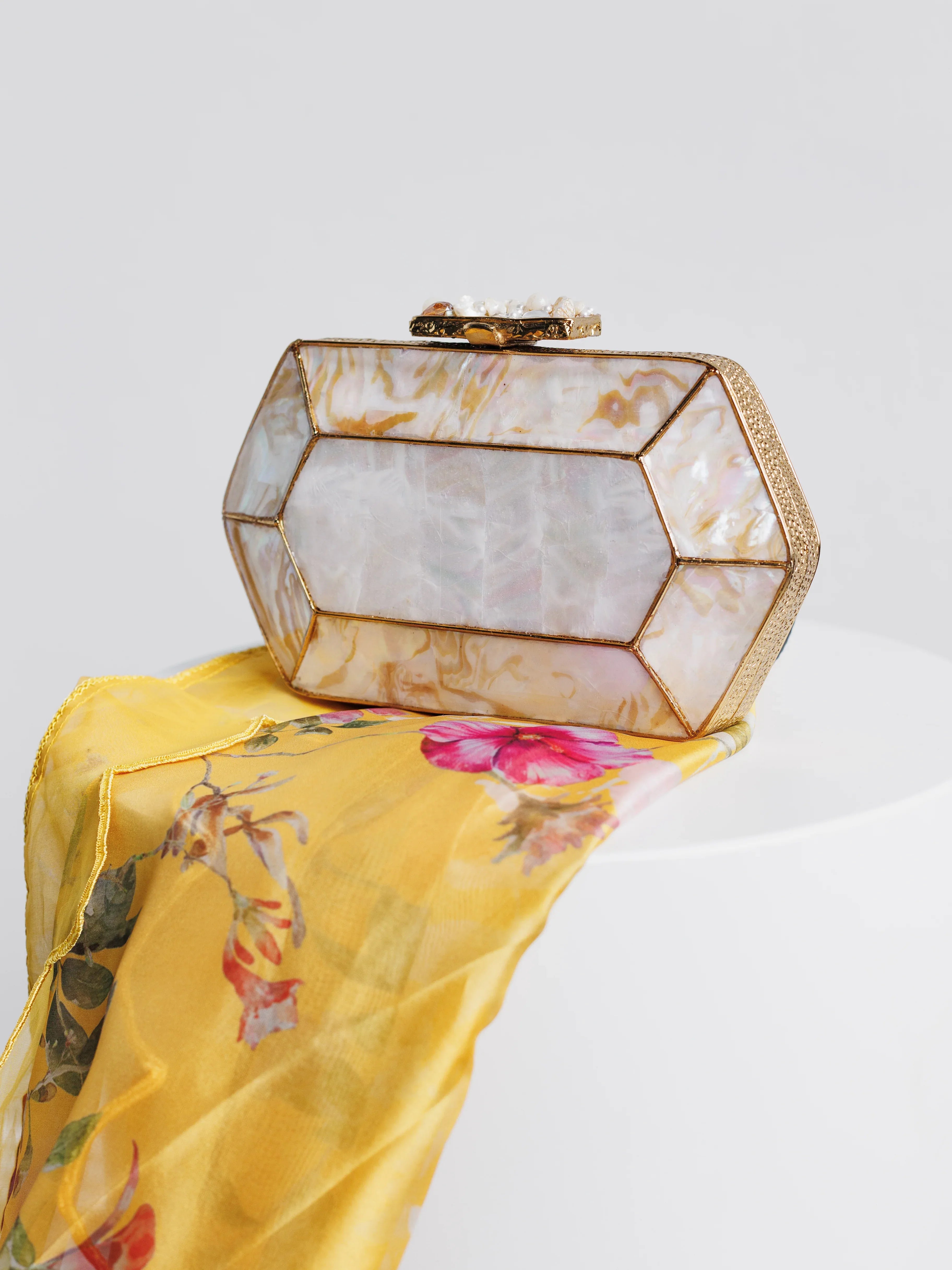 Luxury Handcrafted l - The SAMAR Gold Clutch for Elegant Transitions