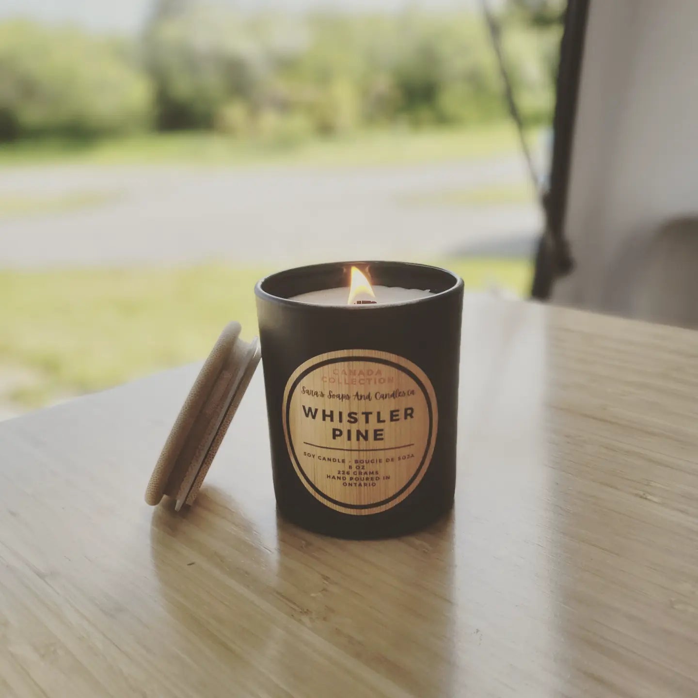 Whistler Pine: wood wick soy candle 8oz - Shopthatapp.ca