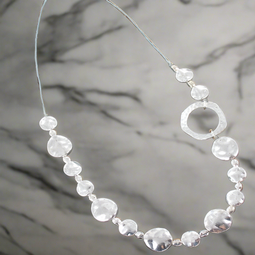 Beaten Disc Necklace Silver Plate - Elegant & Chic Jewelry Piece - Shopthatapp.ca