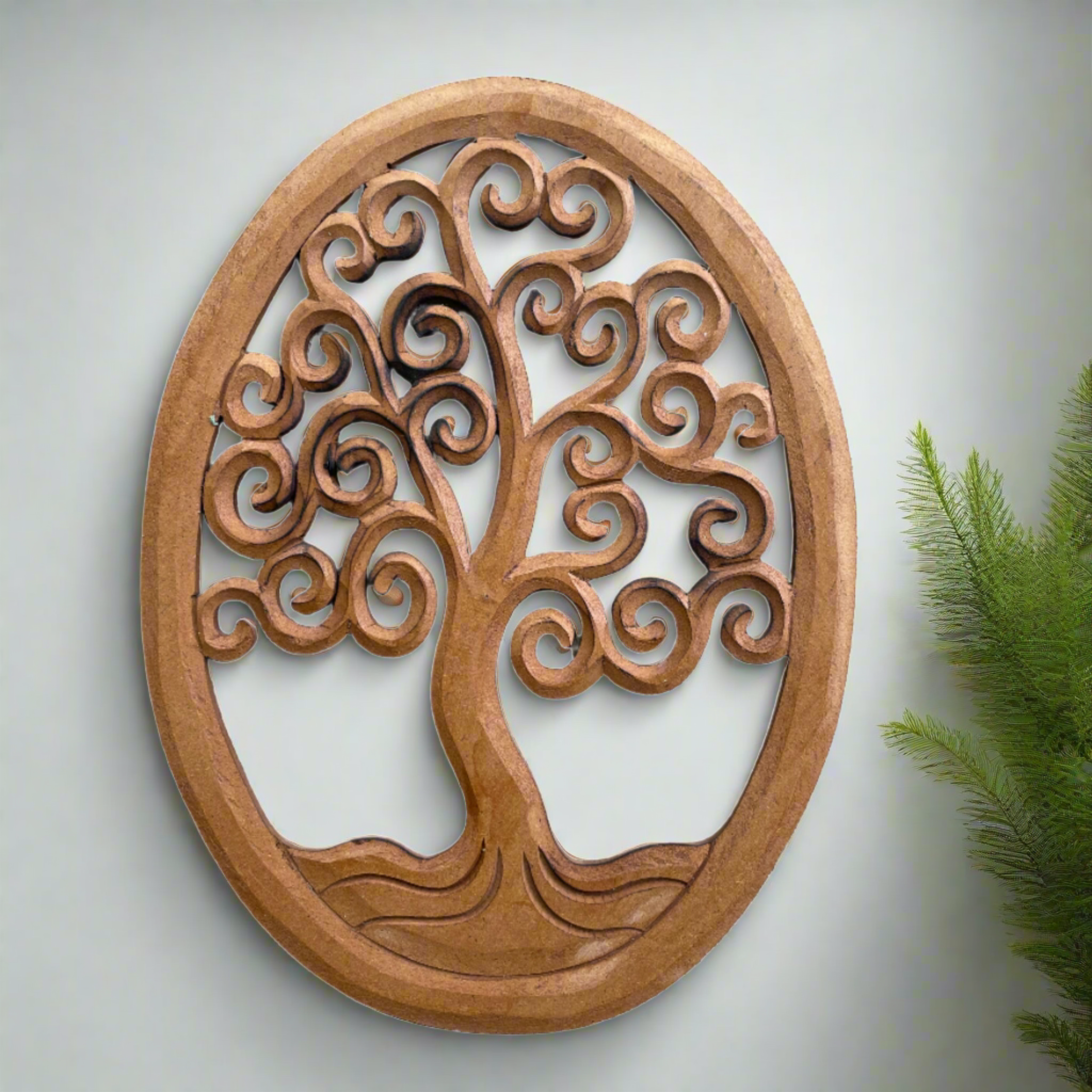 LARGE OVAL TREE CARVING - Shopthatapp.ca