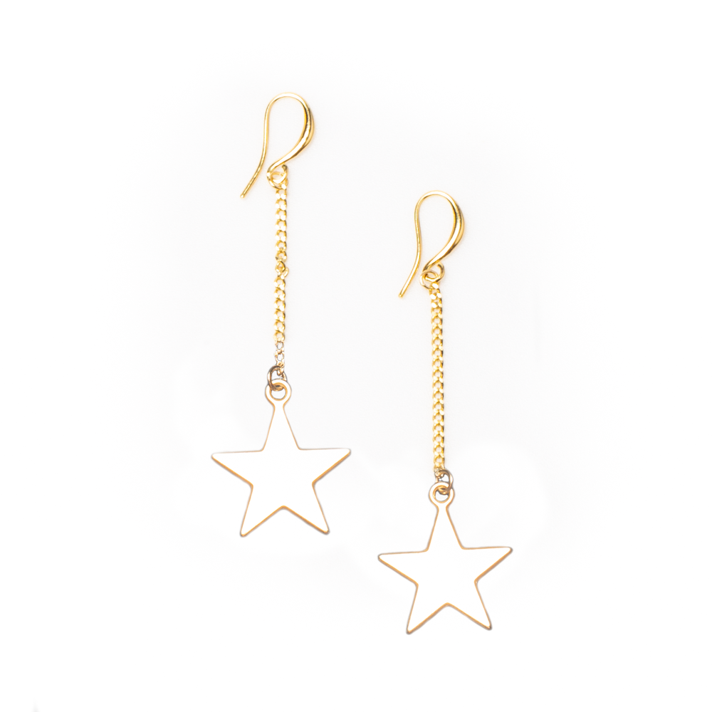 Drop Chain Star Earrings in Gold Plate - Perfect Gold Chain Star Earrings for Any Occasion - Shopthatapp.ca