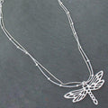 Double Strand Dragonfly Necklace with Silver Plate Pendant - Shopthatapp.ca