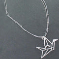 Double Strand Necklace Origami Bird Pendant in Silver Plate - Shopthatapp.ca