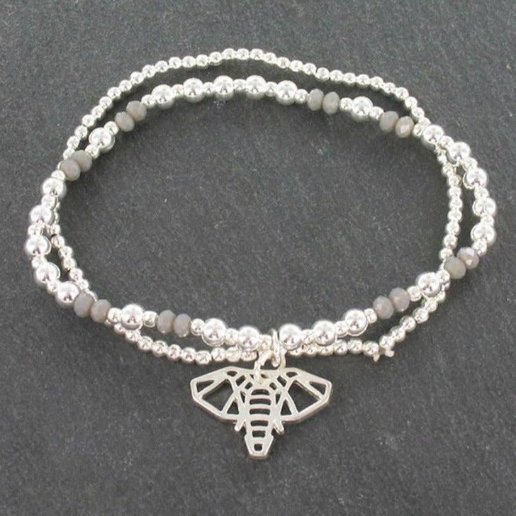Double Strand Elephant Pendant Silver Bracelet - Shopthatapp.ca
