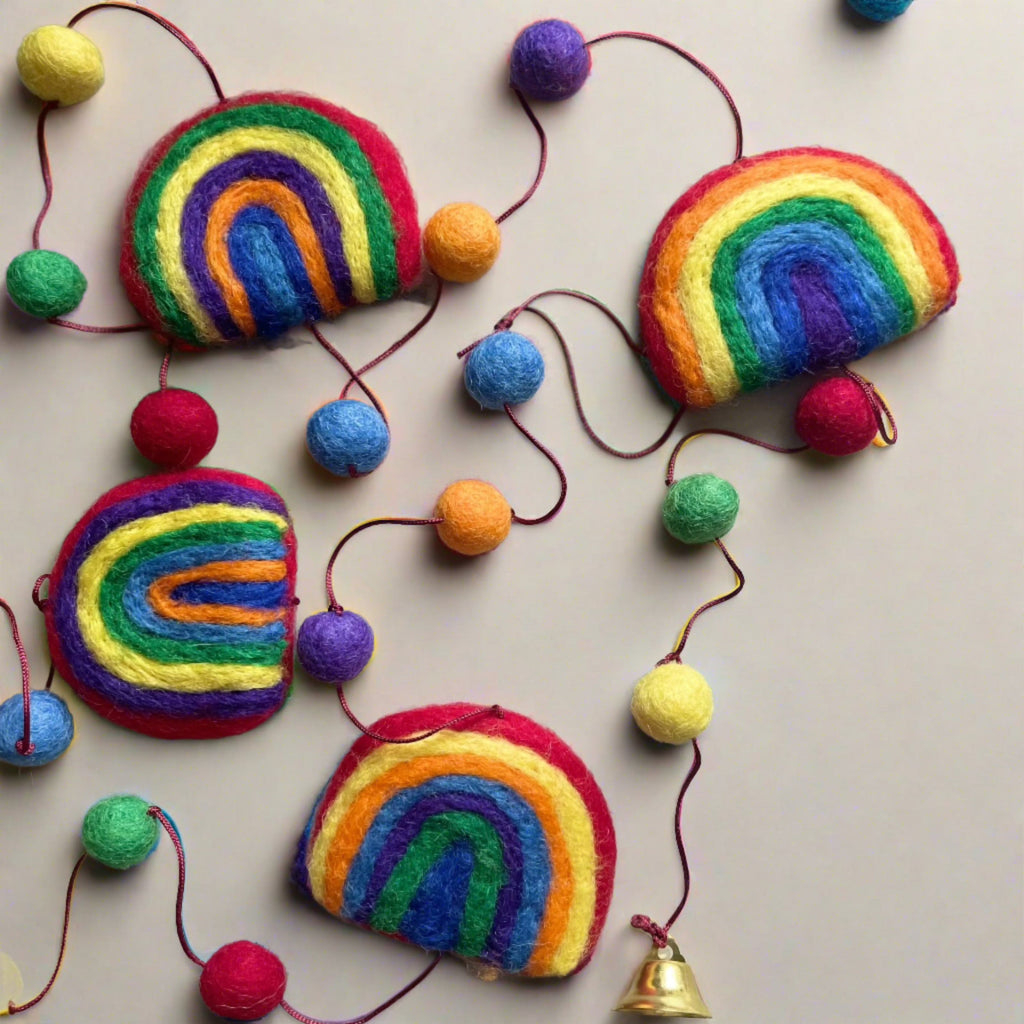 Felt Rainbow Garland - Colorful String of Felt Rainbows for Home Decor - Shopthatapp.ca