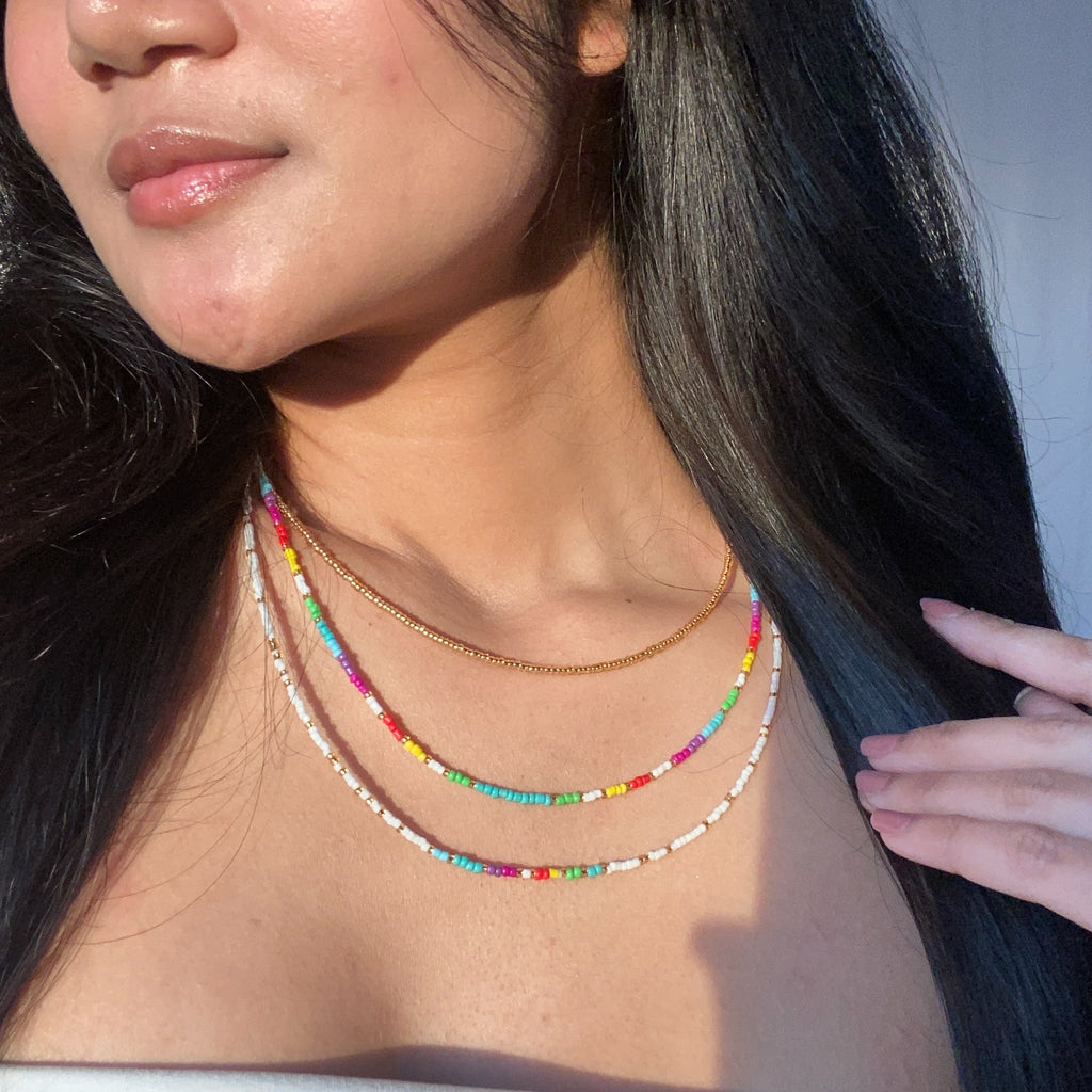 Triple Strand Multi Colour Necklace - Shopthatapp.ca