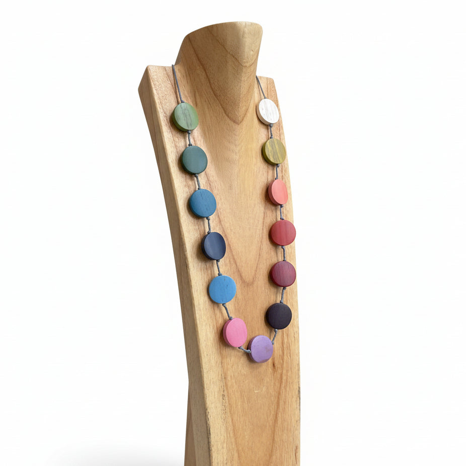 Long Wooden Rainbow Necklace - Shopthatapp.ca