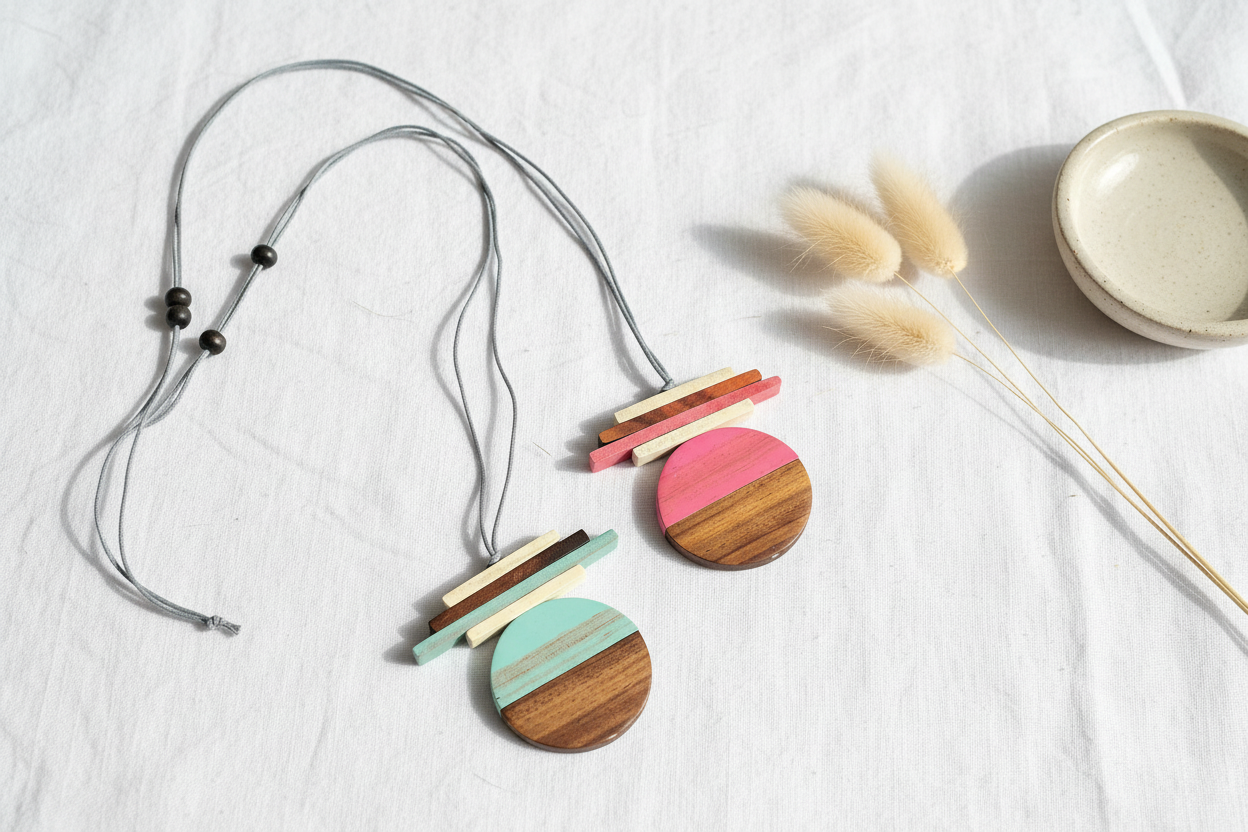 Wooden Geometric Necklace for Unique Style and Natural Elegance - Shopthatapp.ca