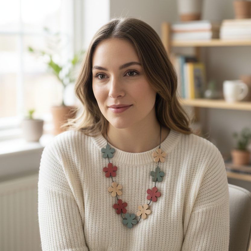 Wooden Flower Necklace - Shopthatapp.ca