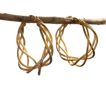 Twist Hoop Earrings Gold Plated for Elegant Style - Shopthatapp.ca