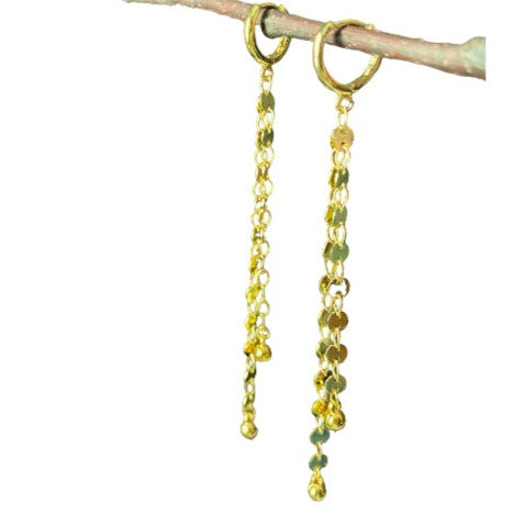 Disc Chain Gold Double Drop Earrings in Gold Plate - Shopthatapp.ca