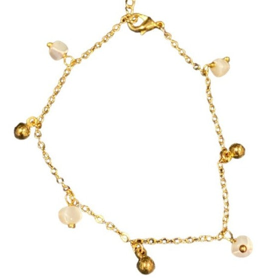 Mother Of Pearl Bracelet Gold with Droplet Design in Gold Plate - Shopthatapp.ca
