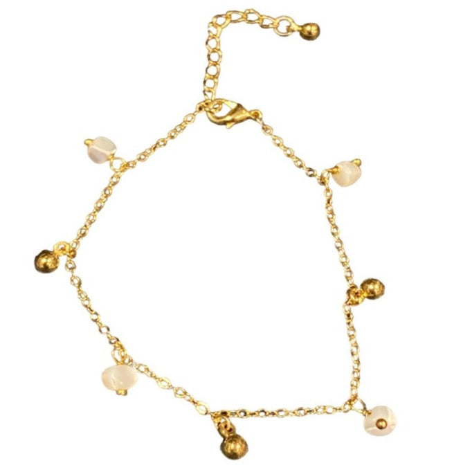 Mother Of Pearl Bracelet Gold with Droplet Design in Gold Plate - Shopthatapp.ca