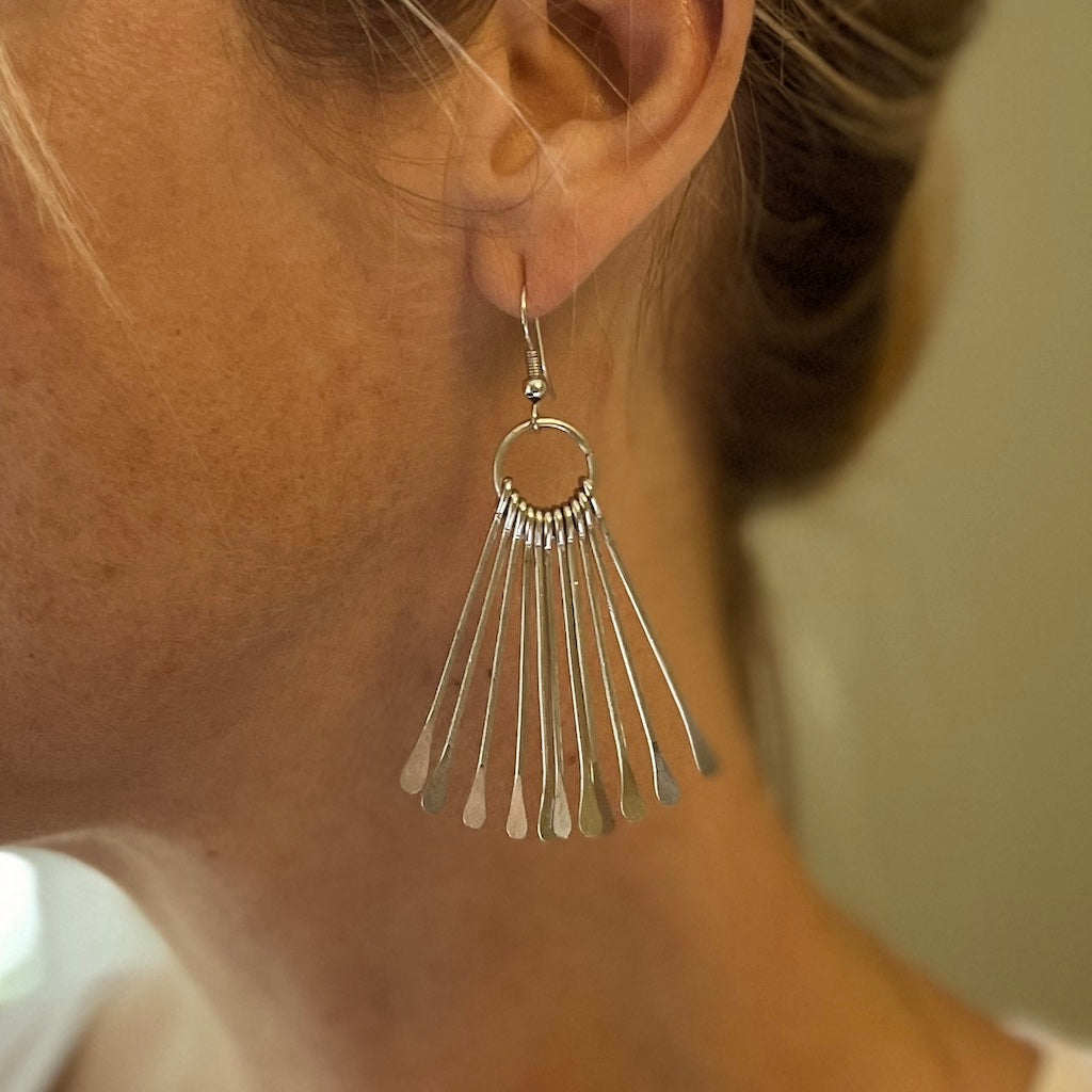 Metal Matchstick Earrings - Silver Colour - Shopthatapp.ca