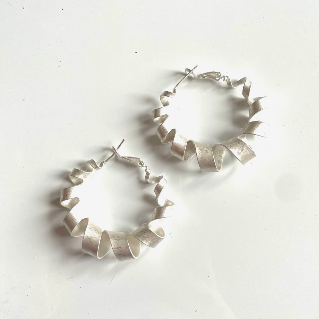 Spiral Hoop Stud Earrings - Silver Plate - Shopthatapp.ca