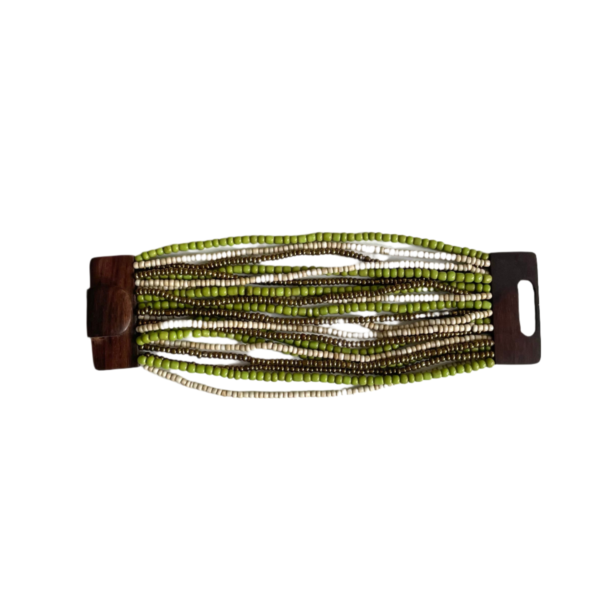 Mixed Bead Bracelet with Wooden Clasp - Shopthatapp.ca