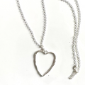 Chain Necklace with Silver Heart Pendant Necklace - Open Heart Design in Silver Plate - Shopthatapp.ca