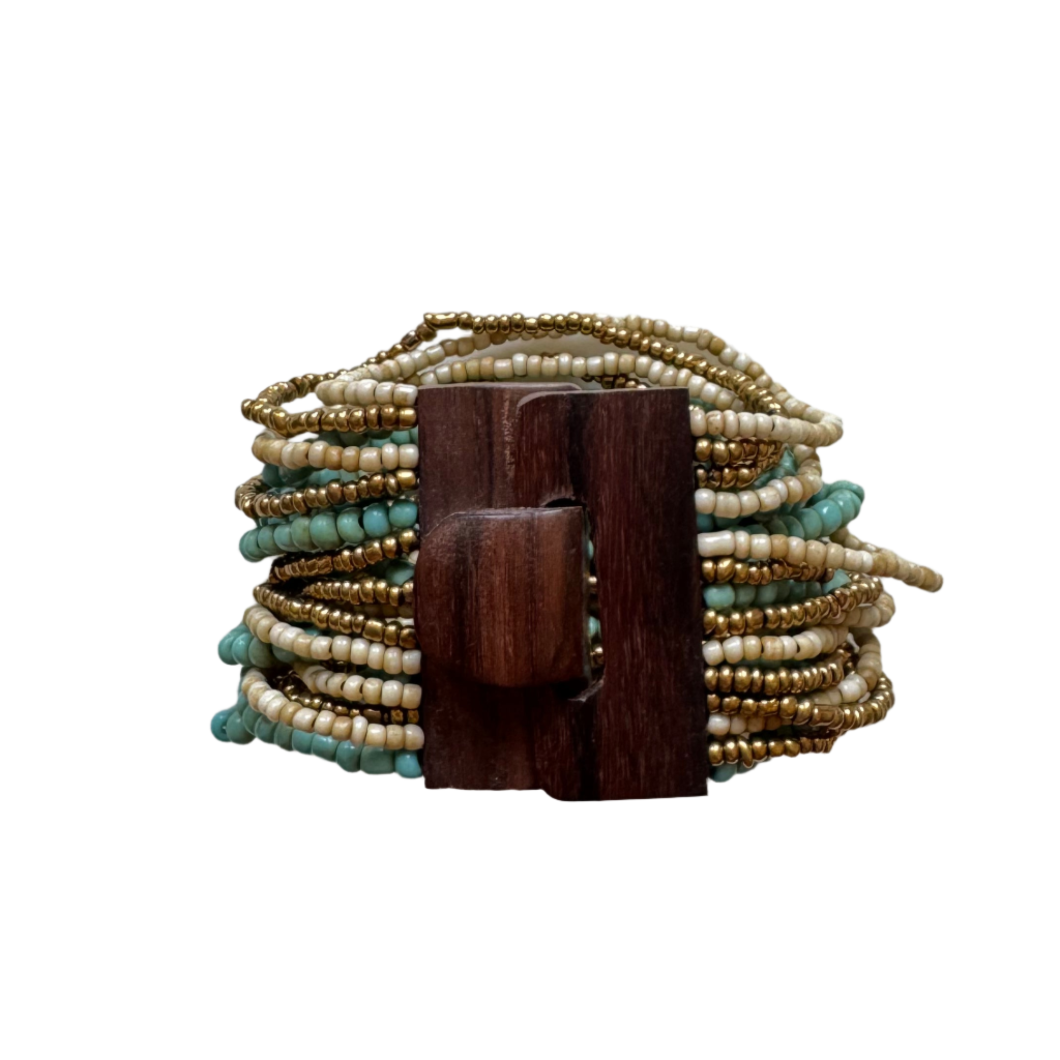 Mixed Bead Bracelet with Wooden Clasp - Shopthatapp.ca