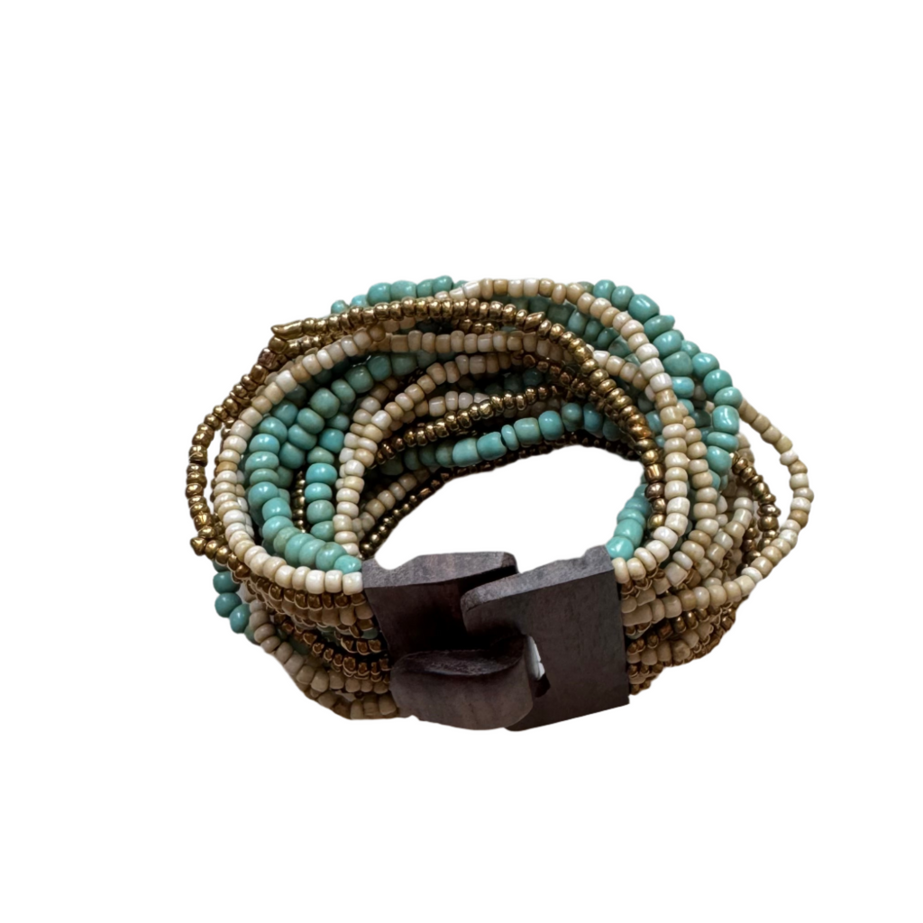 Mixed Bead Bracelet with Wooden Clasp - Shopthatapp.ca