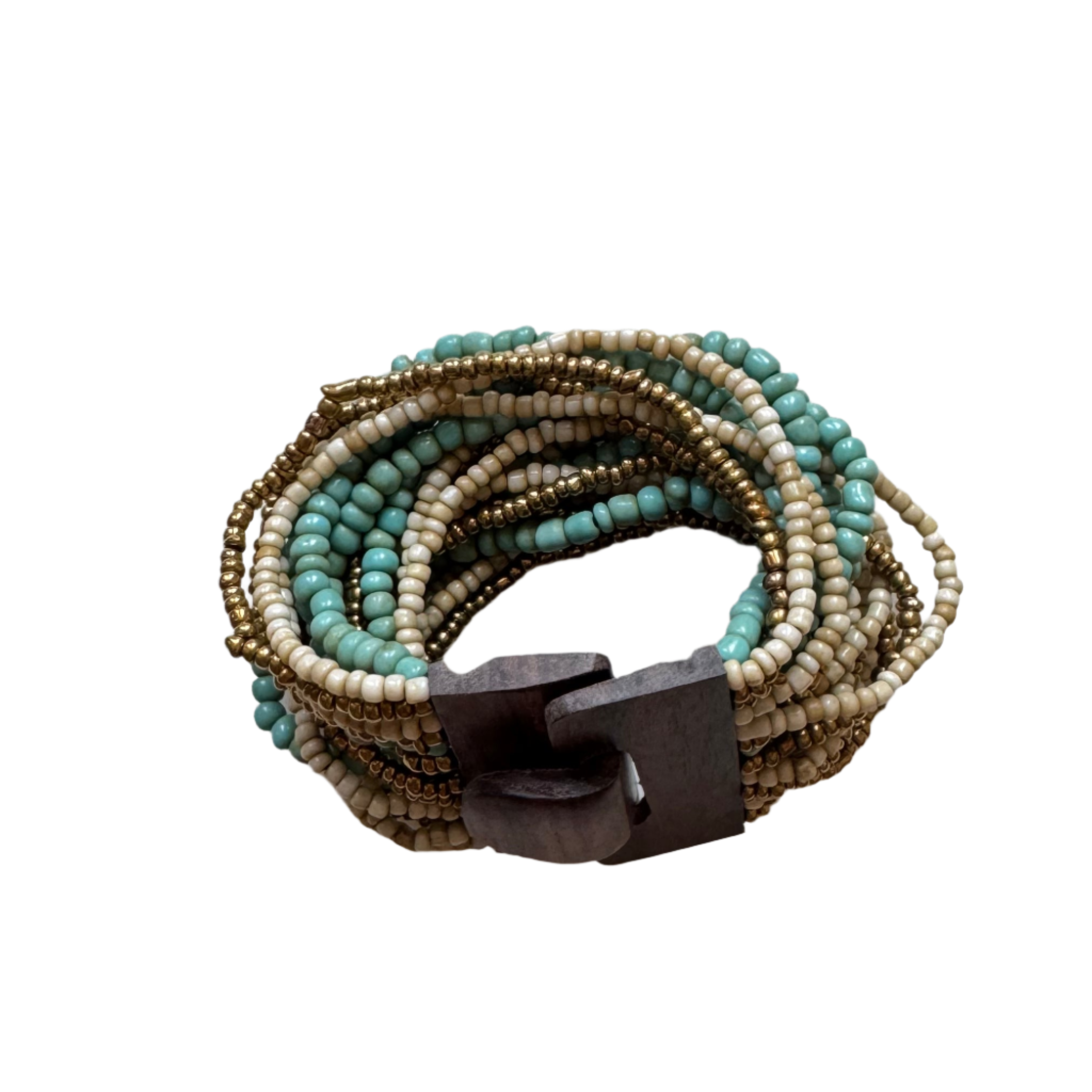 Mixed Bead Bracelet with Wooden Clasp - Shopthatapp.ca