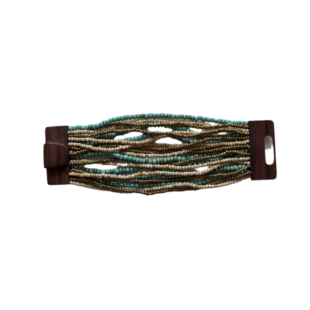 Mixed Bead Bracelet with Wooden Clasp - Shopthatapp.ca