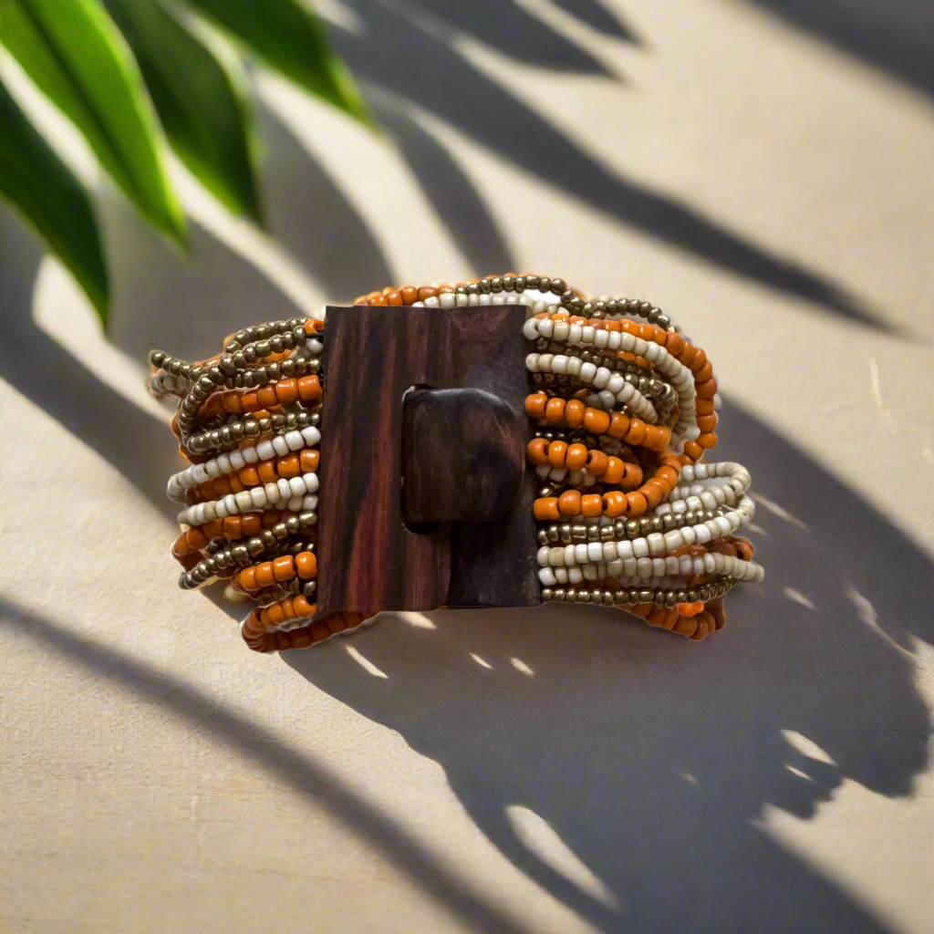Mixed Bead Bracelet with Wooden Clasp - Shopthatapp.ca