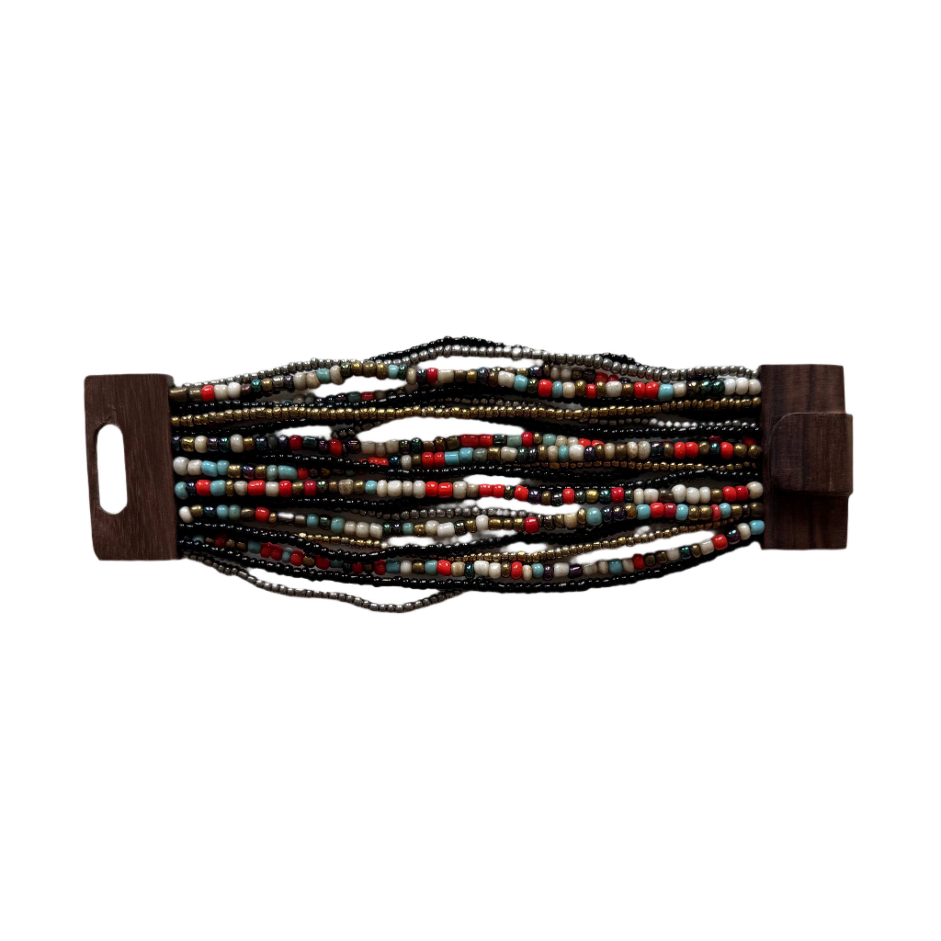 Mixed Bead Bracelet with Wooden Clasp - Shopthatapp.ca