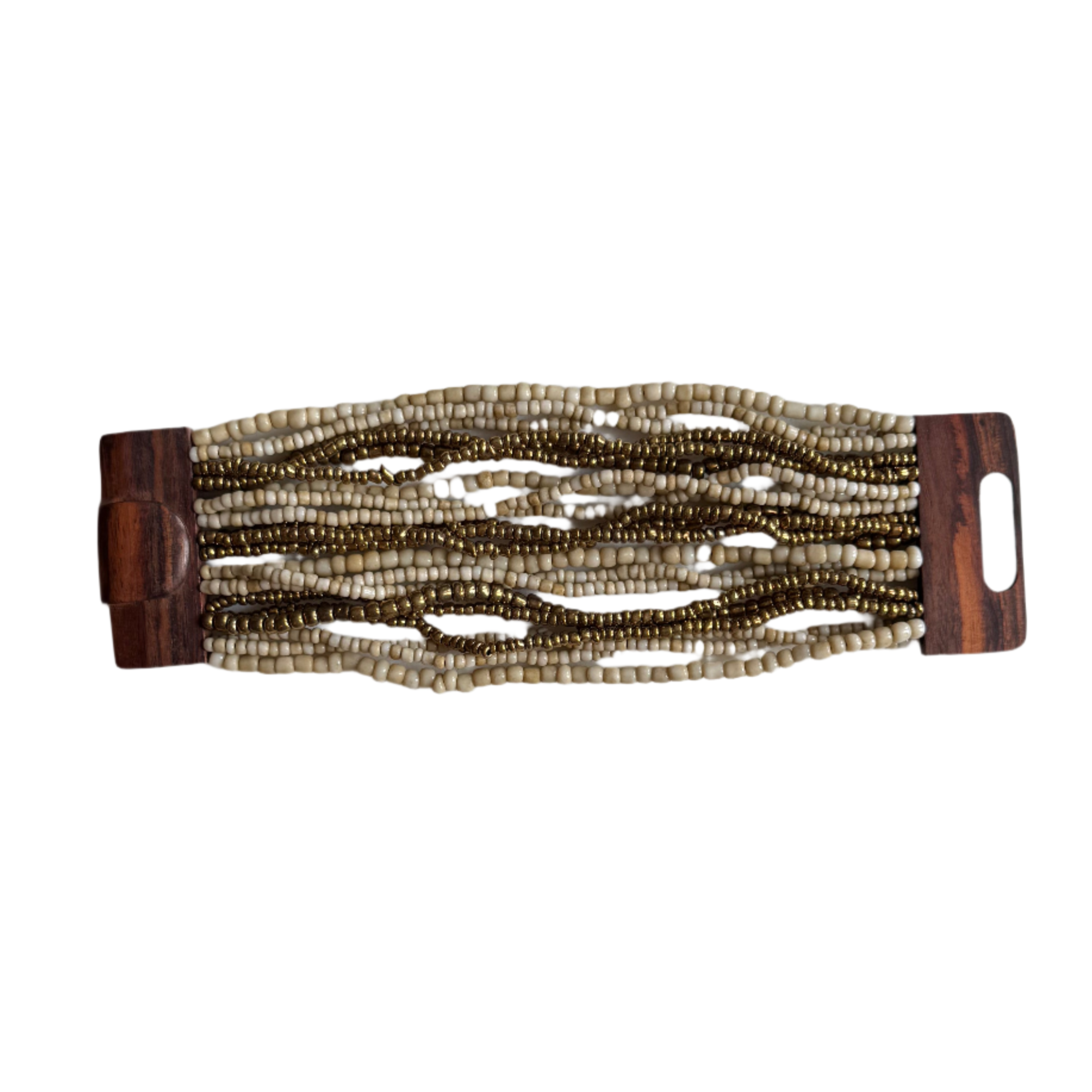 Mixed Bead Bracelet with Wooden Clasp - Shopthatapp.ca